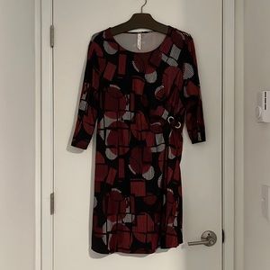 Stretchy red and black formal dress